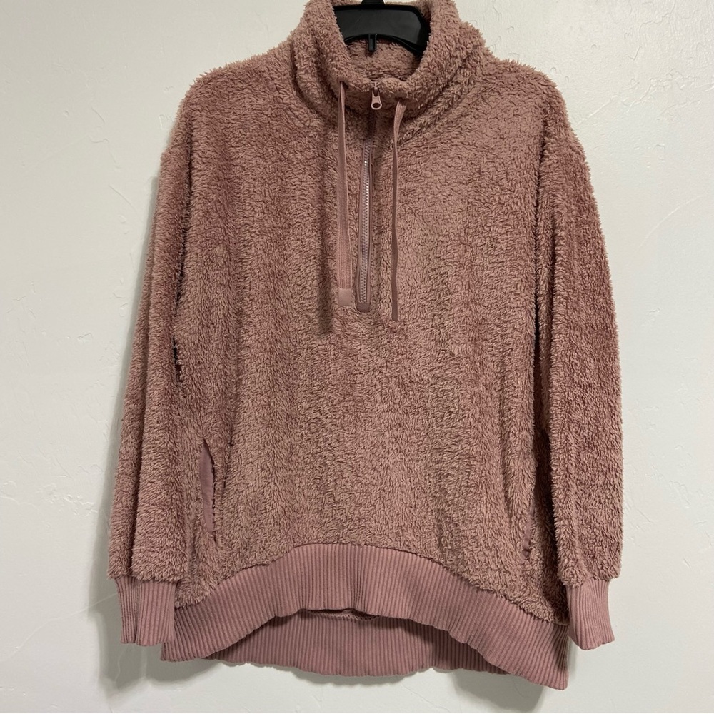 Member's Mark Sherpa Pink Pullover Half Zip Jacket Sweater Women's Medium